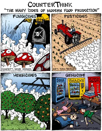 The Many Cides Of Modern Food Production Saturday Morning Cartoon. manycides The Many Cides Of Modern Food Production Saturday Morning Cartoon.