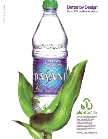 Greenwash Of The Week: Up To 30% From Plants Bottled Tap Water. dasani Greenwash Of The Week: Up To 30% From Plants Bottled Tap Water.